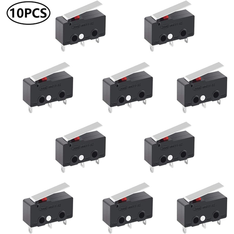 10Pcs SPDT 1NO 1NC Hinge Lever Momentary Push Button Micro Limit Switch AC 5A 125V 250V 3 Pins ► Photo 1/6