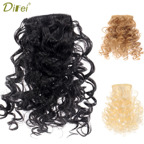 DIFEI curly bangs clips on hairpieces with natural black heat resistant fiber synthetic hair extensions for woman ► Photo 1/6