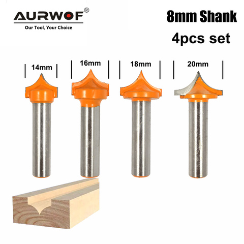 4pcs 8mm Shank Solid Carbide Round Point Cut Round Nose Bits Shaker Cutters Tools Woodworking Milling Cutter for Wood MC02044 ► Photo 1/3