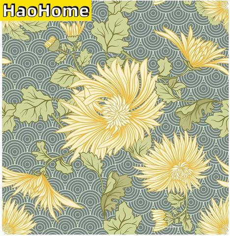 HaoHome Peel and Stick Handpainting Elegant Yellow Daisy Waves Self-Adhesive Prepasted Wallpaper Wall Mural Furniture Stickers ► Photo 1/6