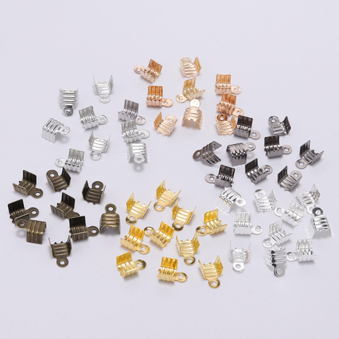 200 pcs/lot Metal End Caps End Clasps Leather Cord Crimp Bead Connectors For Jewelry Making Findings DIY Accessories Supplies ► Photo 1/6