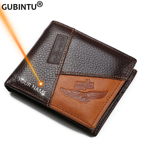 GUBINTU Genuine Leather Men Wallets Coin Pocket Zipper Real Men's Leather Wallet with Coin High Quality Male Purse cartera ► Photo 1/6