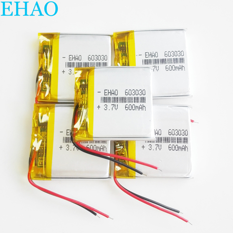 5 pcs 3.7V 600mAh 603030 Lithium Polymer LiPo Rechargeable Battery li cells For Mp3 PAD DVD E-book bluetooth Camera headset ► Photo 1/5