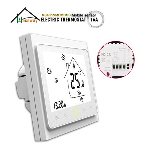 HESSWAY 24V 95-250VAC 16a Double sensor electric temperature controller for thermostat rs485 modbus  protocol Remote operation ► Photo 1/6