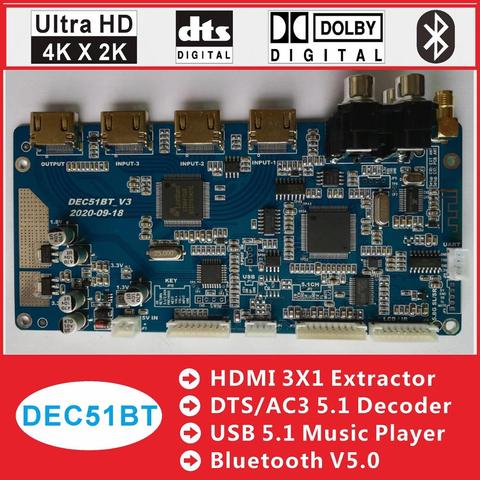 DTS AC3 5.1 Audio Decoder Board PCBA Converter DAC 4K*2K Extractor Switcher Digital SPDIF Audio USB Home Theatre Bluetooth ► Photo 1/6