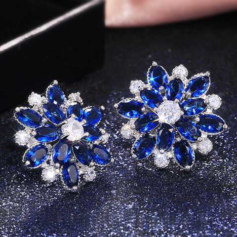 Huitan Gorgeous Double Layer Flower Women Stud Earring 7 Colors Available Wedding Dancing Party Fine Gift Female Classic Earring ► Photo 1/6