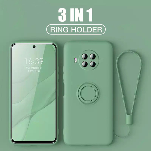 LOVECOM Liquid Silicone Ring Holder Phone Case For Xiaomi POCO X3 NFC 10 T Lite Redmi Note 9 Pro K30 Pro Soft Strap Back Cover ► Photo 1/6