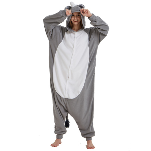 Rhinoceros Cartoon Kigurumi Anime Onesie For Adult Pajama Fleece Jumpsuit Funny Sleepwear Women Girl Festival Outfit Fancy Suit ► Photo 1/6