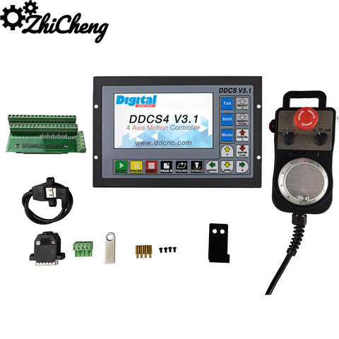 Special offer DDCSV3.1motion control system set 3-axis 4-axis cnc controller, emergency stop electronic handwheel support G code ► Photo 1/6