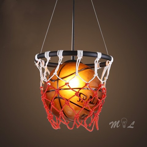 Acrylic Basketball Pendant Lights with Basket Hanging Lamp Home Deco Bar Cafe Shop Suspension Living Room Bedroom Light Fixtures ► Photo 1/6