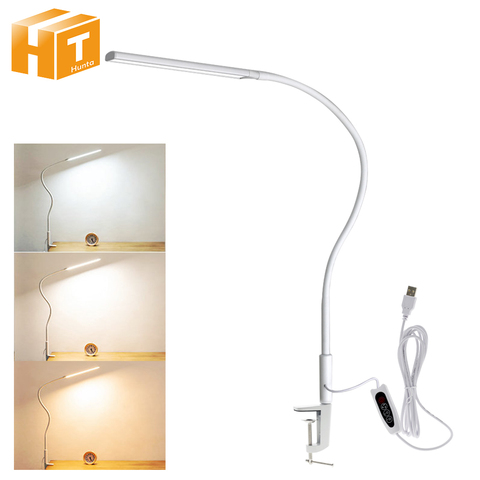 10W LED Clip Long Arm Desk Light Flexible Eye-protected Lamp For Bedroom Led Light 5-Level Brightness&3 Color ► Photo 1/6