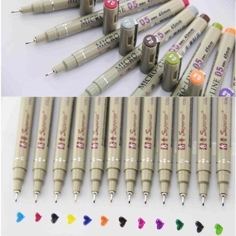 12 Colors Porous-Point Pens Drawing Design Sketch Micron Pen 0.5mm Fineliner Neelde Drawing Pen Supplies ► Photo 1/6