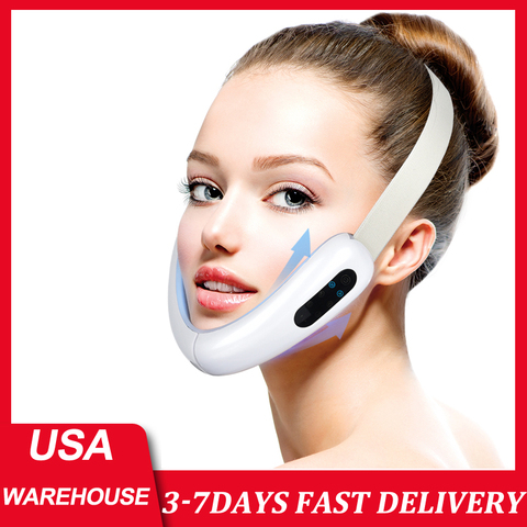 Microcurent Face Lifting Device Chin V-Line Up Lift Belt Machine Red Blue LED Photon Therapy Face Slimming Vibration Massager ► Photo 1/6