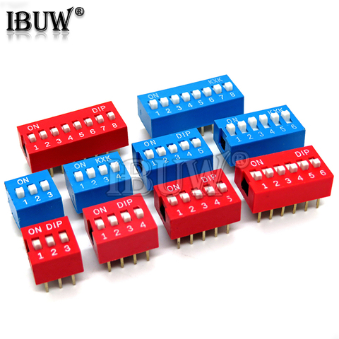 10PCS Slide Type Switch Module 1 ~ 12 Bit 2.54mm Position Way DIP Blue Pitch Toggle Switch Blue Snap Switch For PCB 8PIN 6PIN ► Photo 1/3