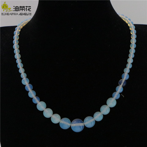 Wholesale jewelry  Beautiful! charming free shipping6-14mm Sri Lanka Moonstone jaspers Round Beads Necklace Woman gift 18