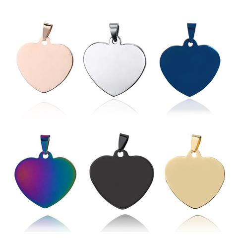 5Pcs Stainless Steel Heart Dog Tags Pendant ID Necklace Unisex Jewelry 6 colors without chain double side polish ► Photo 1/4