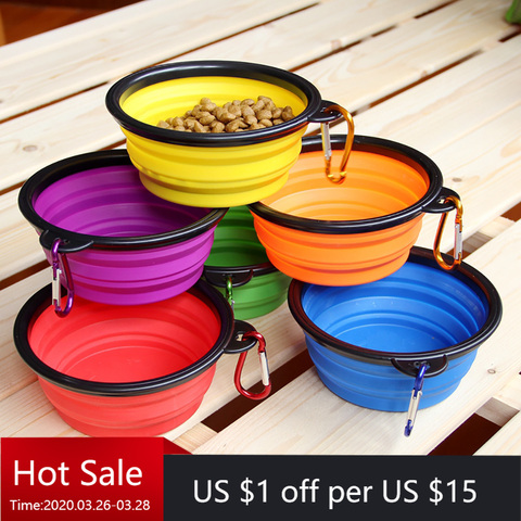 Dog Bowl Foldable Eco Firendly Silicone Pet Cat Dog Food Water Feeder Travel Portable Feeding Bowls Puppy Doggy Food Container ► Photo 1/6