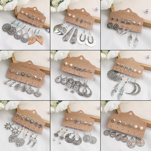 Trendy 2022 Vintage Boho Ethnic Earrings Sets for Women Sundry Earrings Bundles Jewelry Accessories Brand New Wholesale ► Photo 1/6