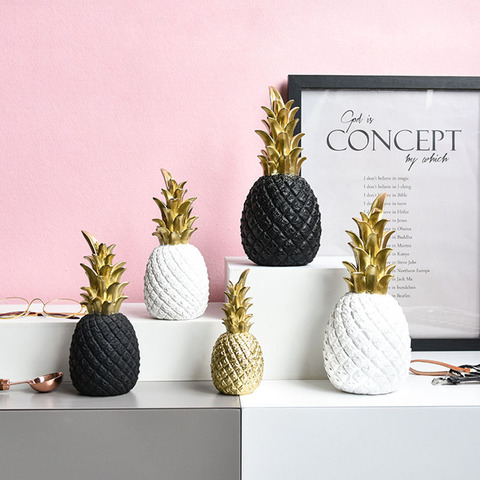 Home Decoration Resin Sculpture Creative Pineapple Decoration Living Room Fruit Statue Study Desktop Modern Golden Crafts ► Photo 1/6