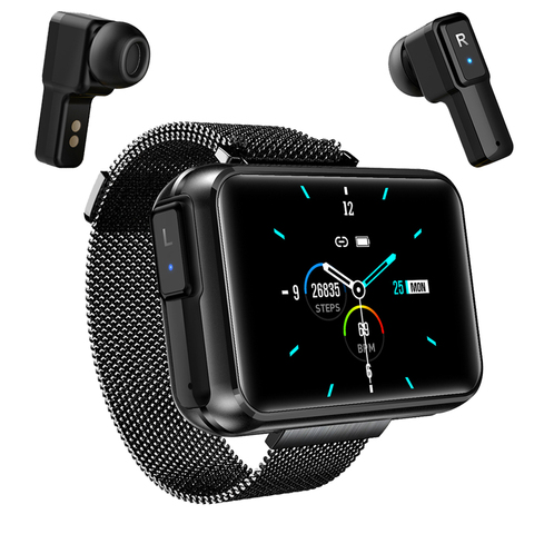 T91 2 in 1 TWS Wireless Bluetooth Headset Smart Watch Men 1.4