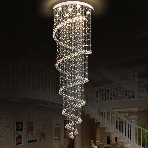 Jmmxiuz Modern Large Big Stair Long Spiral Crystal Chandelier Lighting Fixture for Staircase Rain Drop Pending Lamp +free ship ► Photo 1/6