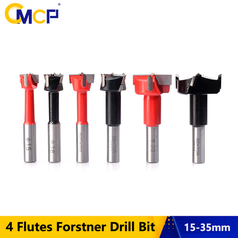 CMCP Forstner Drill Bit 4 Flutes Carbide Wood Router Bit 15-35mm Hole Saw Cutter 70mm Core Drill Bits Woodworking Cutter Tools ► Photo 1/6