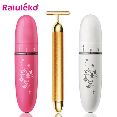 Slimming Face 24k Gold Colour Vibration Facial Beauty Bar Stick Lift Skin Tightening Wrinkle Bar Electric Stick Massage ► Photo 1/6