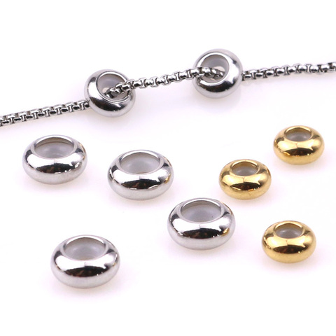 10pcs Dia  8 10mm Big Hole stainless steel Beads with Silicone Gold  /Steel Color Spacer Beads For Diy Jewelry Making Findings ► Photo 1/6