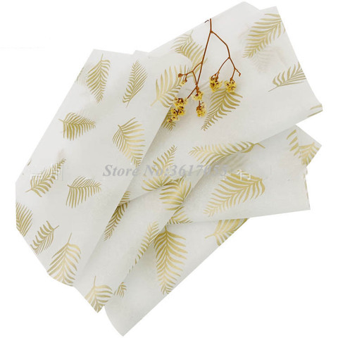 20/50/100pcs Gold Print Feather Pattern Tissue Paper Wholesale 50x70cm Shoes Clothes Gift Packing Papers ► Photo 1/3