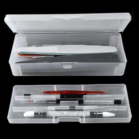 Double-layer Rectangle Translucent Plastic Storage Box Nail Dotting Drawing Brush Pen Polishing Sponge Buffer Container Case ► Photo 1/6