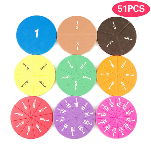 51Pcs Fractions Math Teaching Tool EVA Round Shape Instrument Kids Montessori Early Educational Math Development STEM Toy Gifts ► Photo 1/6