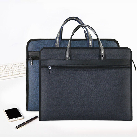 Large Capacity Briefcase A4 File Folder For Documents Business Paper Bag Waterproof Organizer Canvas Leather Office Supplies ► Photo 1/6