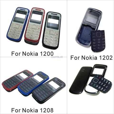 For Nokia 1202 1200 1208 Housing Front Faceplate Frame Cover Case+Back cover/battery door cover+Keypad ► Photo 1/6