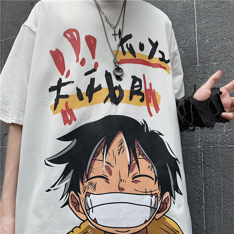 Men Summer Cotton T-Shirt Fashion Luffy Scar Graphic Tops Tees Male Casual  O-Neck Clothing Short Sleeve Harajuku Streetwear - AliExpress