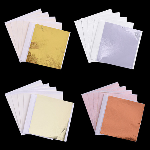 100pcs 8*8.5cm Imitation Gold Silver Copper Foil Paper Leaf Leaves Sheet Foil Paper Art Craft Paper Gilding DIY Craft Decoration ► Photo 1/6