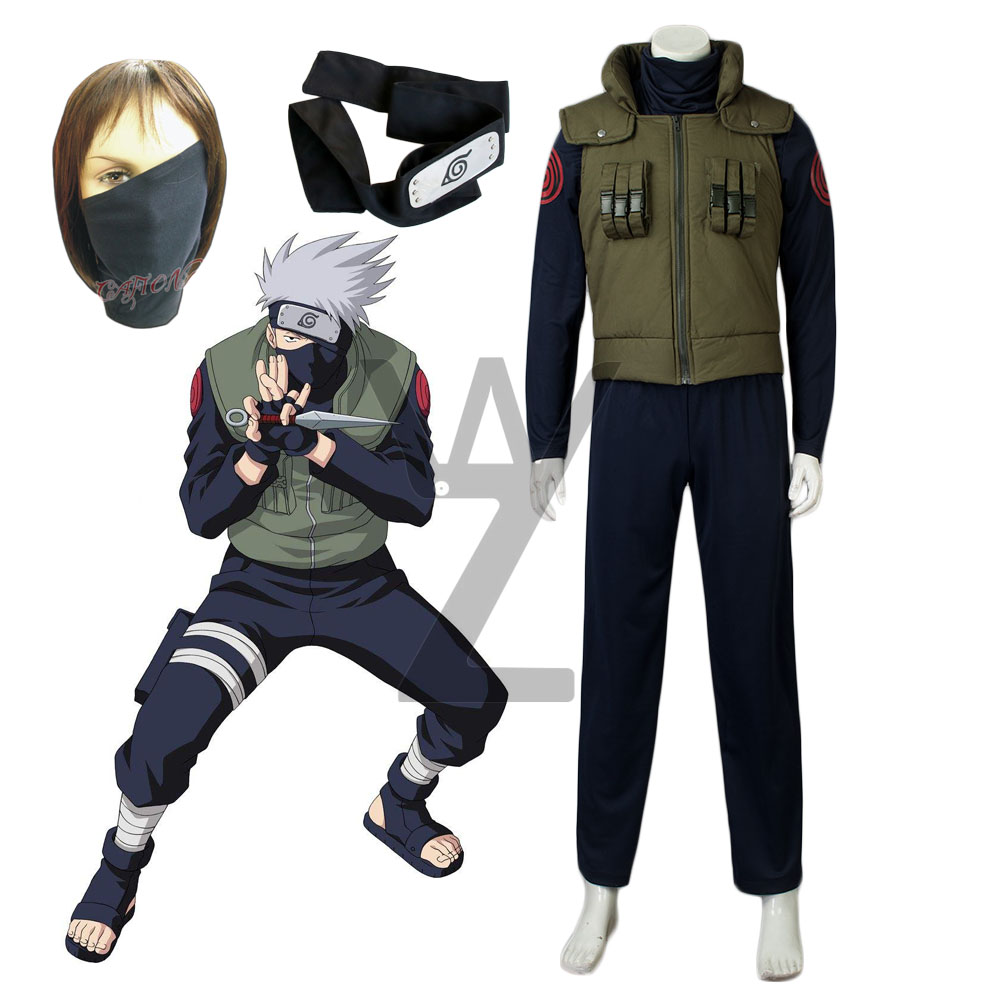 Naruto Anime Hatake Kakashi Cosplay Costume Vest Jacket Long Sleeve Top  Trousers Set Halloween Party Fancy Dress Outfits For Mens