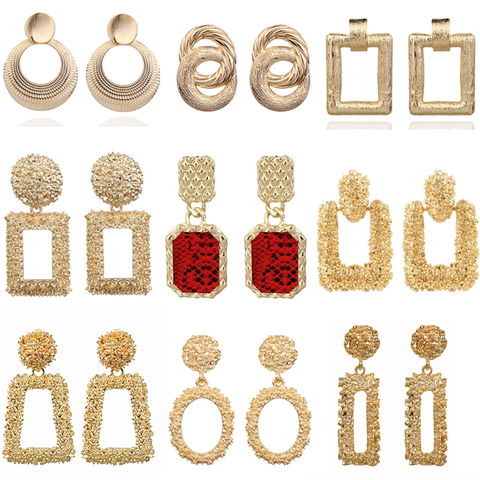 2022 Vintage Earrings Large for Women Statement Earrings Geometric Gold Metal Pendant Earrings Trend Fashion Jewelry ► Photo 1/6