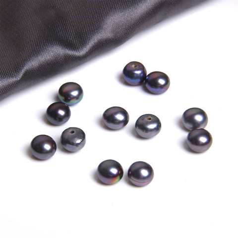 5.8mm AAA Freshwater Natural Pearls Half Hole Semi Round Pearl Beads Black Button Bread Pearls For Earrings Jewelry Making DIY ► Photo 1/6
