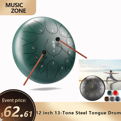 12 inch 13-Tone Steel Tongue Drum Mini Hand Pan Drums with Drumsticks Percussion Musical Instrument for relaxation yoga practice ► Photo 1/6