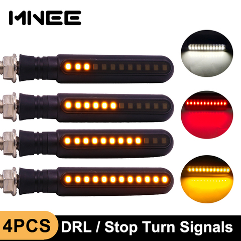 4PCS LED Turn Signals Motorcycle Red Stop Signal Light Flowing Water Flashing Lights Tail Flasher/Running Blinker DRL Day Light ► Photo 1/6
