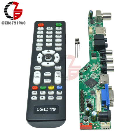 Upgrade 1920x1080 12V Digital V29 LCD Controller Driver Board TV Motherboard HDMI VGA AV TV USB Interface with Remote Control ► Photo 1/6