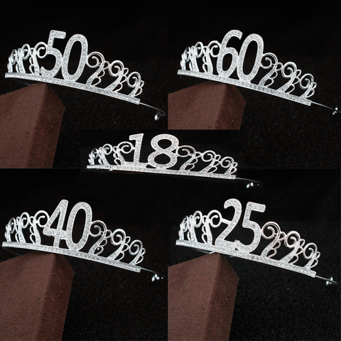 Mother 60 Years Old GirlsTiaras Headbands for Birthday Cake Prom Party Crown 25 40 50 18 Bridal Wedding Hair Jewelry ► Photo 1/6