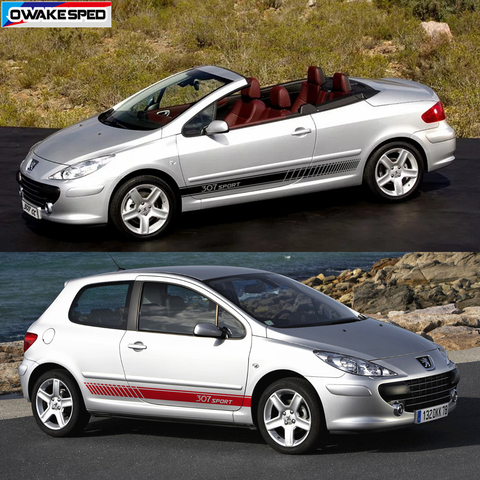Racing Lattice Stripes Car Door Side Skirt Sticker For PEUGEOT 307 CC SW Sport Styling Auto Exterior Accessories Decals ► Photo 1/6