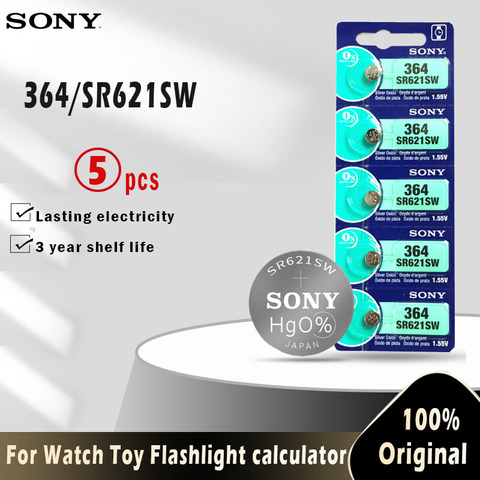 Buy Online 5pcs Original Sony 364 Sr621sw V364 Sr60 Sr621 Ag1 Lr621 164 531 1 55v Button Batteries For Watch Toy Remote Cell Coin Battery Alitools