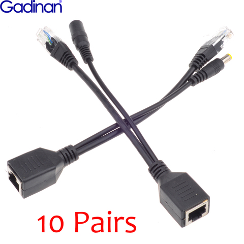 Gadinan 20pcs(10pairs) Screened 30M POE Adapter cable, POE Splitter Power supply module 12-48v separator combiner Black or White ► Photo 1/6