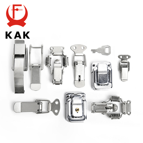 KAK Cabinet Boxes Spring Loaded Latch Catch Toggle Hasp Mild Steel Hasp For Sliding Door Simple Window Hardware Tool Box Lock ► Photo 1/6