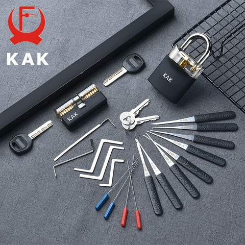 KAK Transparent Visible Pick Cutaway Practice Padlock Lock With Broken Key Removing Hook Kit Extractor Set Locksmith Wrench Tool ► Photo 1/6