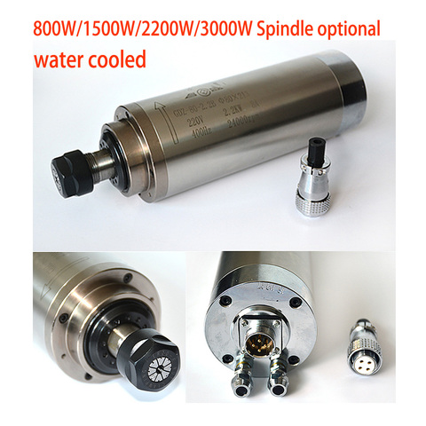 CNC spindle motor 800w 1.5kw 2.2kw ER11 ER20 collet spindle 24000rpm cnc 3kw water cooled 220v 380v for cnc engraving machine ► Photo 1/6