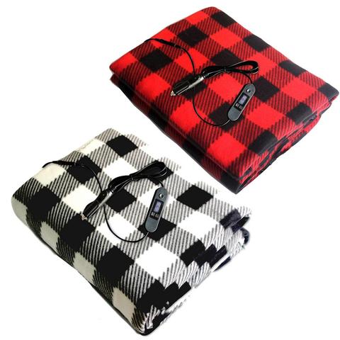 12V Electric Brushed Fleece Car Heated Blanket 4 4 Levels Temperature Adjustment Timing Heater Warmer With LCD Screen Display ► Photo 1/6