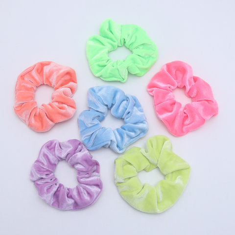 3PCS Neon Velvet Women Hair Scrunchies Girls Elastic Hair Bands Children Ponytail Hair Holders Hair Gum/Tie Hair Accessories ► Photo 1/6